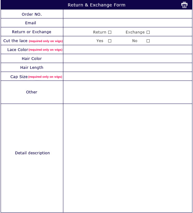 youmayhair.com exchange and return order form.